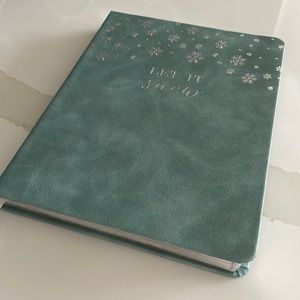 Journal, light blue, with silver edged pages, engraved on front- Let it snow